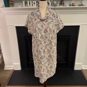 🌿 Isle by Melis Kozan Textured Shirt Dress – Abstract Print (Size L)
